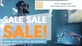 Ein Mann mit Brille für Virtuelle Realität im Hintergrund. Im Vordergund steht "Sale Sale Sale"!
